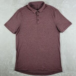 Lululemon Evolution Polo Shirt Men's Medium Red Short Sleeve Golf Casual Comfort